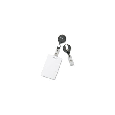 AbilityOne 8455015453657 SKILCRAFT Retractable ID Card Reel - 1 Dozen - Black