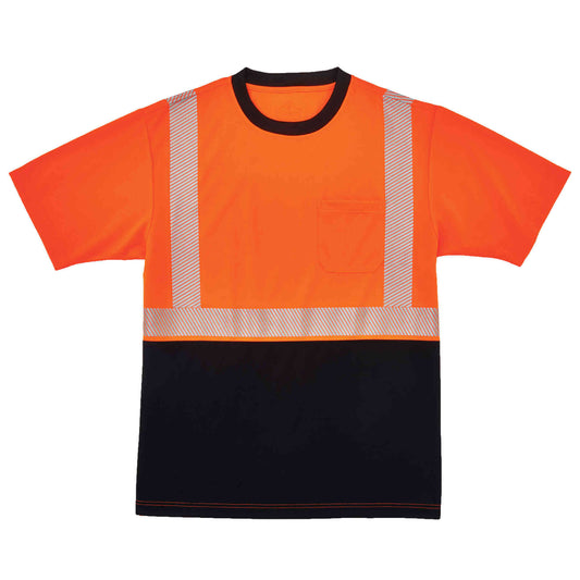 GloWear 8280BK L Orange Type R Class 2  Black Front Performance T-Shirt