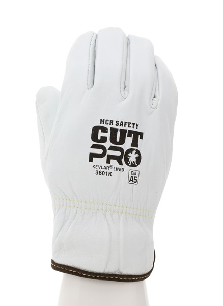 MCR Safety 3601KL Leather Drivers Work Gloves Premium Grain Goatskin Lined with DuPont™ Kevlar / Synthetic Cut Resistant This FR Glove has an arc rating of 37.5 cal/cm2 (1 DZ)