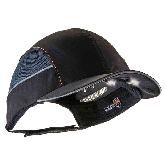 Skullerz 8960 Short Brim Black Bump Cap w/ LED Lighting Technology