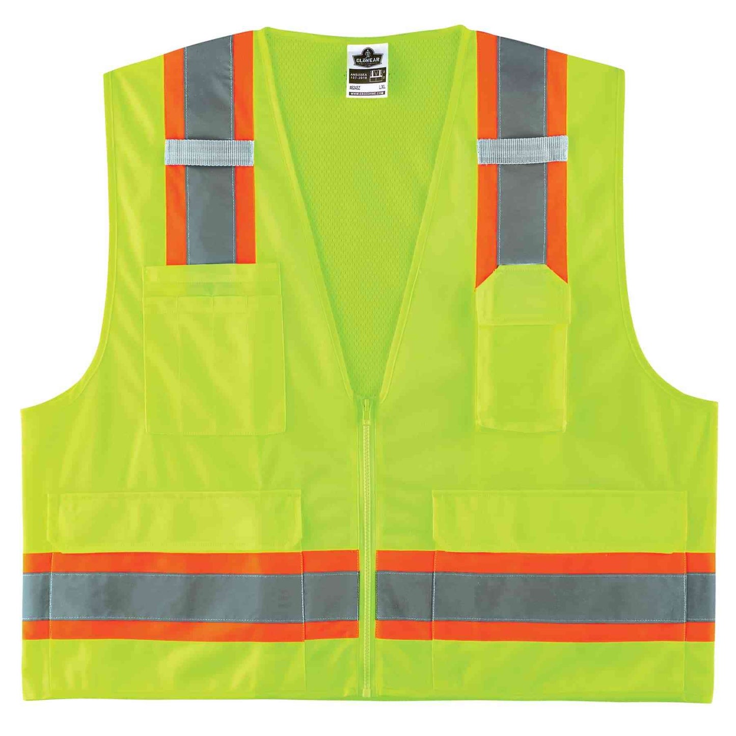 GloWear 8248Z 2XL/3XL Lime Type R Class 2 Two-Tone Surveyors Vest