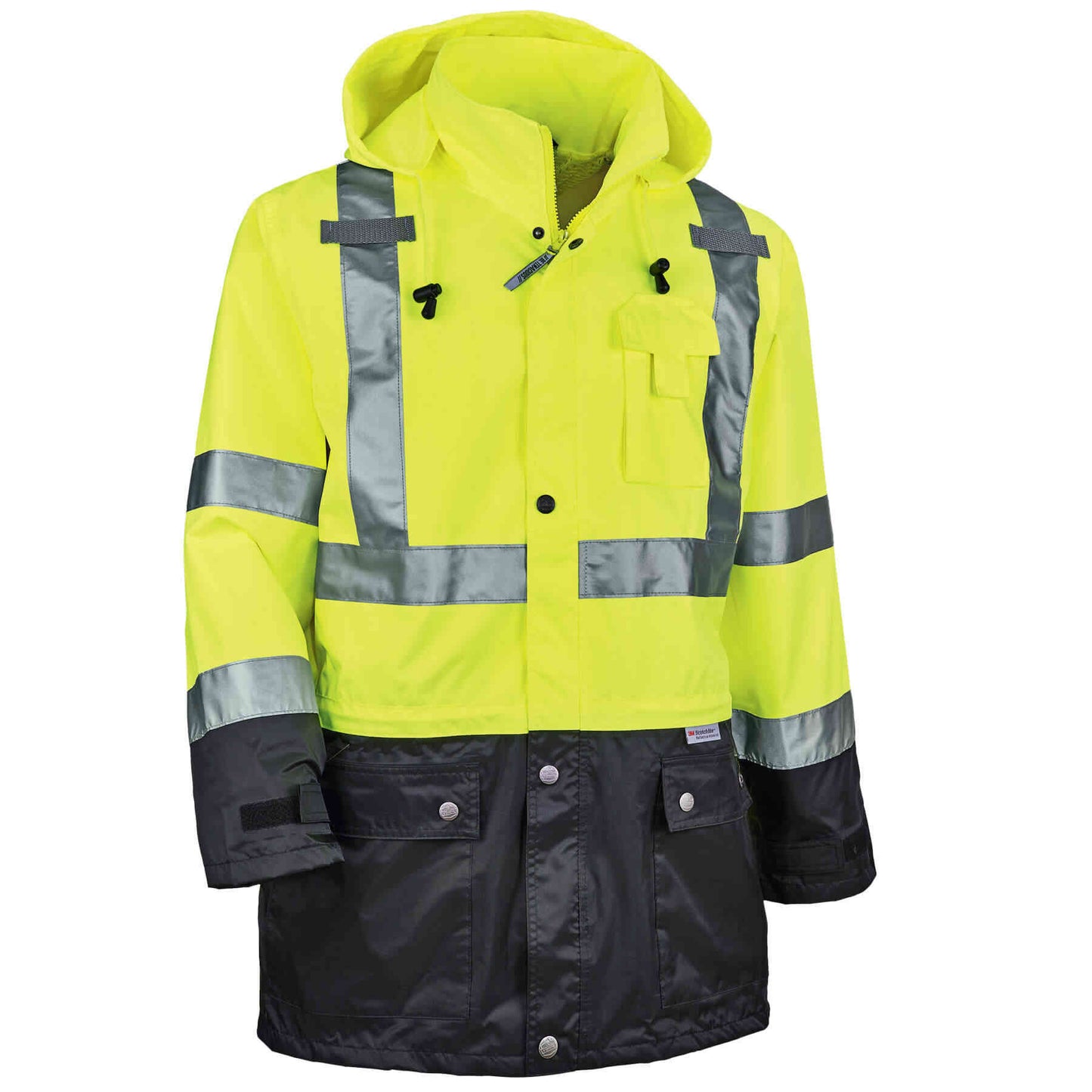 GloWear 8365BK L Lime Type R Class 3 Black Front Rain Jacket
