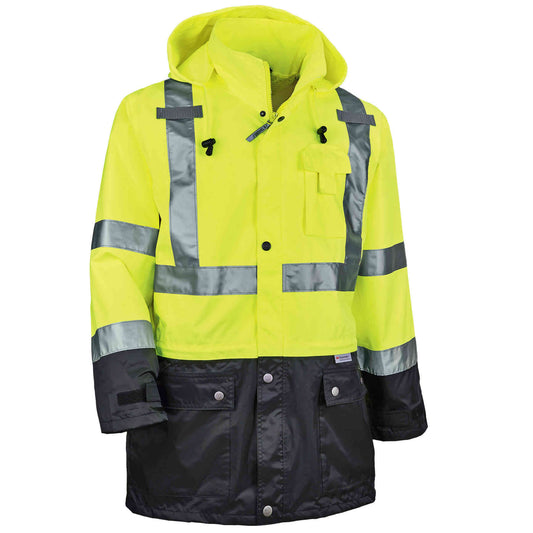 GloWear 8365BK L Lime Type R Class 3 Black Front Rain Jacket