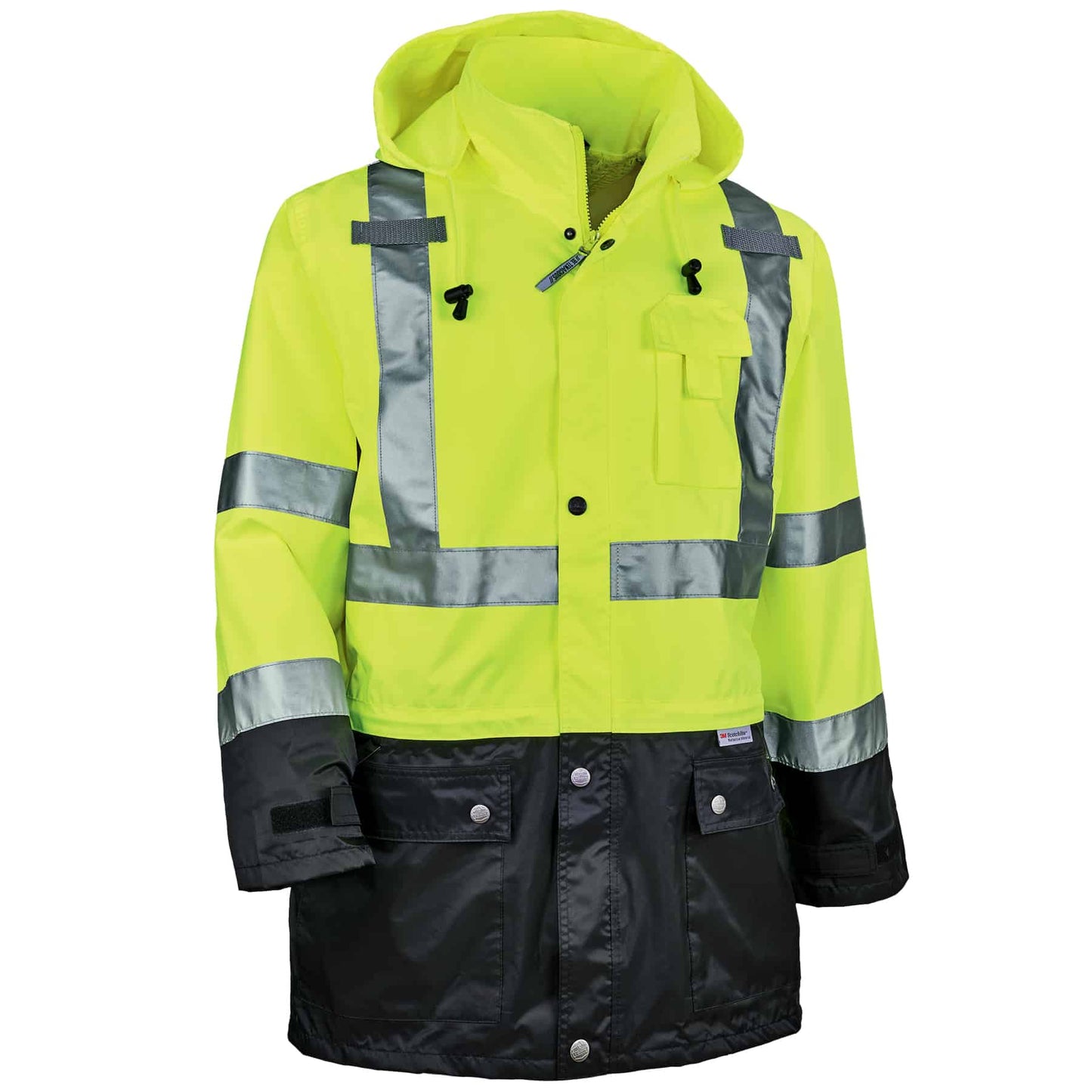 GloWear 8365BK 4XL Lime Type R Class 3 Black Front Rain Jacket