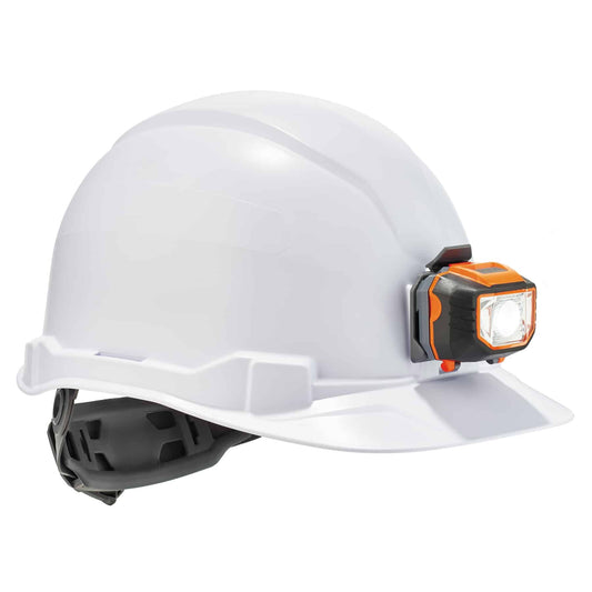 Skullerz 8970LED  White Class E Hard Hat Cap w/Ratchet Susp LED Light