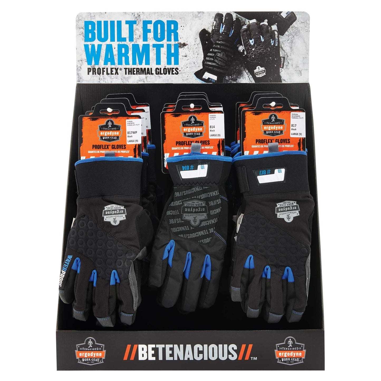 Ergodyne CTPLGKIT  Thermal Gloves Large Corrugated Countertop Display