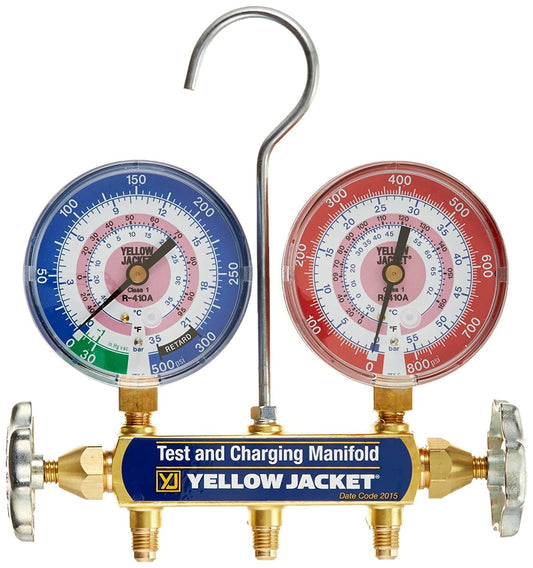 Yellow Jacket 42021 Test and Charging Manifold with 3-1/8" Gauges R32/410A