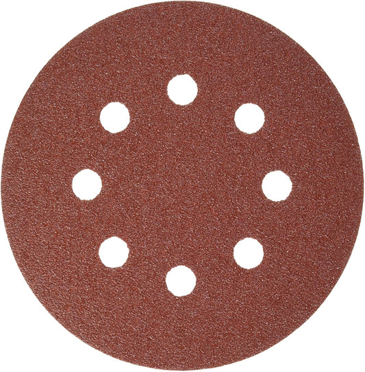 Bosch SR5R080 5" Hook & Loop Sanding Disc, 8-Hole, Red, 80 Grit (5Pk)