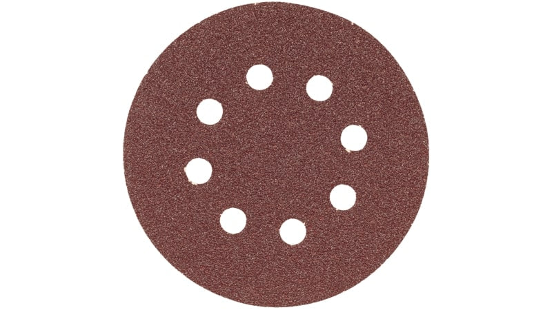 Bosch SR5R120 5" Hook & Loop Sanding Disc, 8-Hole, Red, 120 Grit (5Pk)