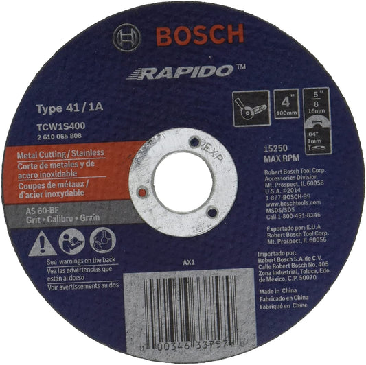 Bosch TCW1S400 4 X .040 X 5/8 Type 1 Thin Cutting Disc As60Inox-Bf For Stainless/Metal (Bulk)