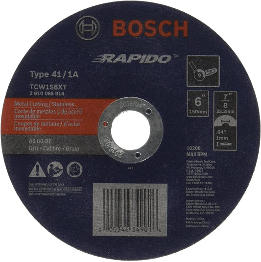 Bosch TCW1S6XT 6 X .040 X 7/8 Type 1 Thin Cutting Disc As60Inox-Bf For Stainless/Metal (Bulk)