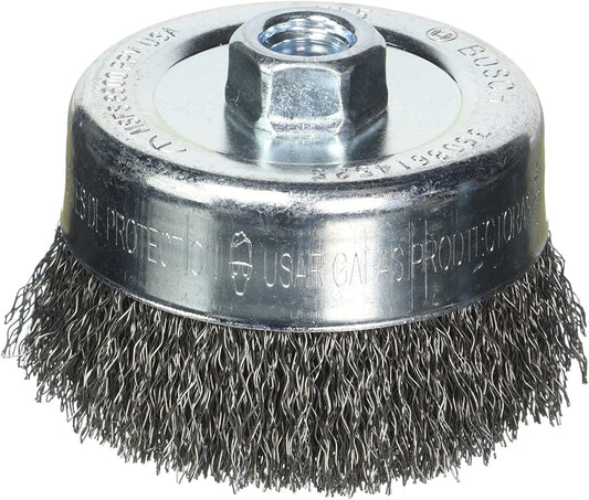 Bosch WB525 4" Cup Brush, Crimped, Carbon Steel, 5/8" X 11" Arbor