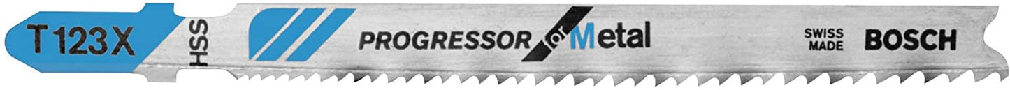 Bosch T123X3 4", "Progressor" Hss Bosch Shank Jigsaw Blade (3 Pk)