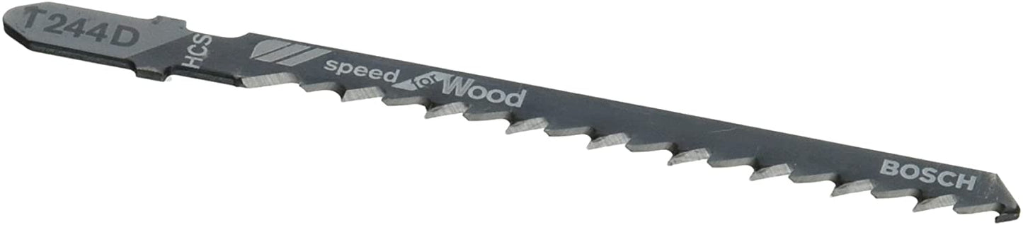 Bosch T244D100 4", 6Tpi, Hcs Bosch Shank Jigsaw Blade (100 Pk)