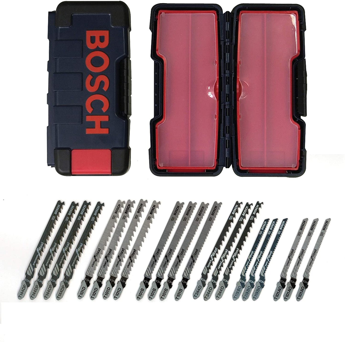 Bosch TW21HC T Shank Woodwrk Jigsaw Blade Assortment (21 Pcs) With Brute Case