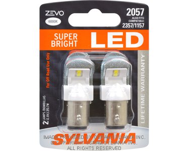 Sylvania Automotive 31982 Sylvania 2057 White Zevo Led Mini, 2 Pack