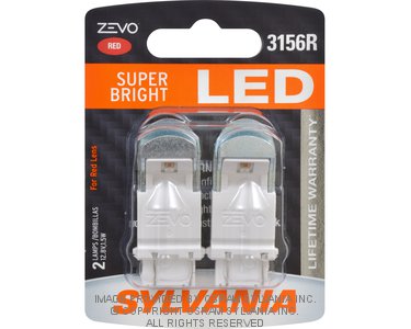 Sylvania Automotive 31957 Sylvania 3156R Red Zevo Led Mini, 2 Pack