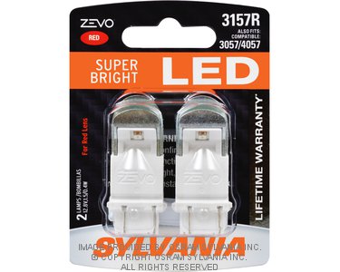 Sylvania Automotive 32713 Sylvania 3157R Red Zevo Led Mini, 2 Pack