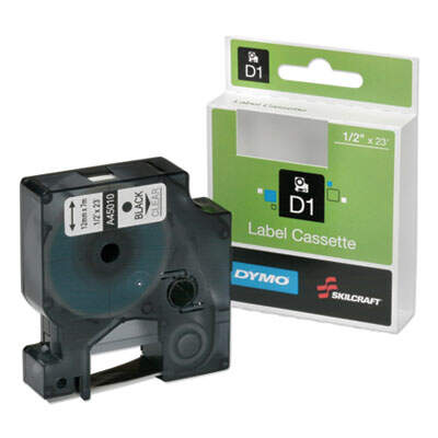 AbilityOne 7510016576747 DYMO SKILCRAFT LABEL CARTRIDGE BLACK ON CLEAR 1/2
