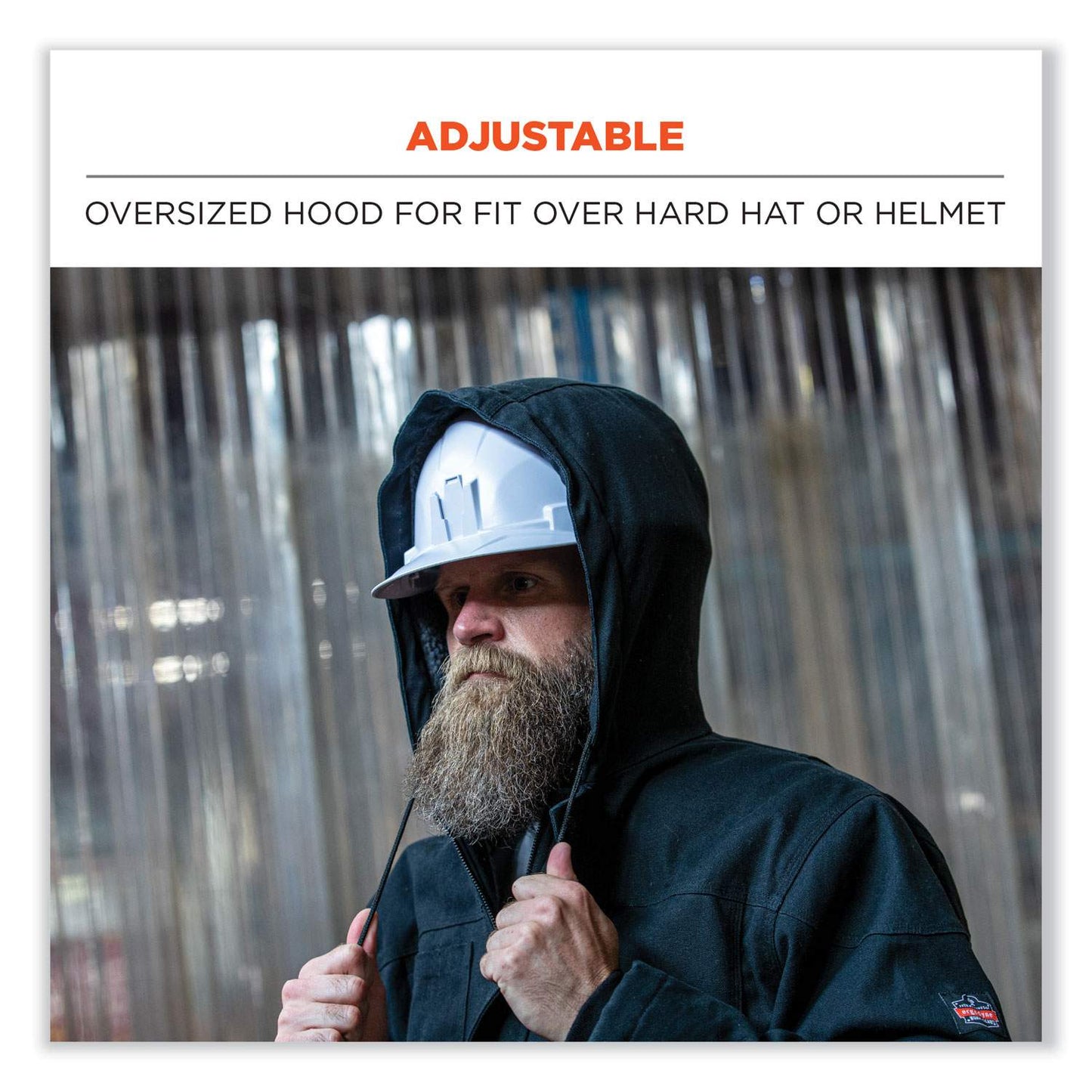 Ergodyne 41236 N-Ferno 6468 Heavy-Duty Duck Canvas Work Jacket - Sherpa Lined, Water Resistant 2XL (Black)