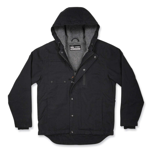 Ergodyne 41236 N-Ferno 6468 Heavy-Duty Duck Canvas Work Jacket - Sherpa Lined, Water Resistant 2XL (Black)