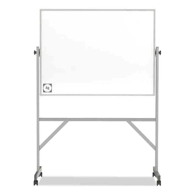 Ghent GHEARM4M434 Hygienic Porcelain Mobile Whiteboard with Aluminum Frame