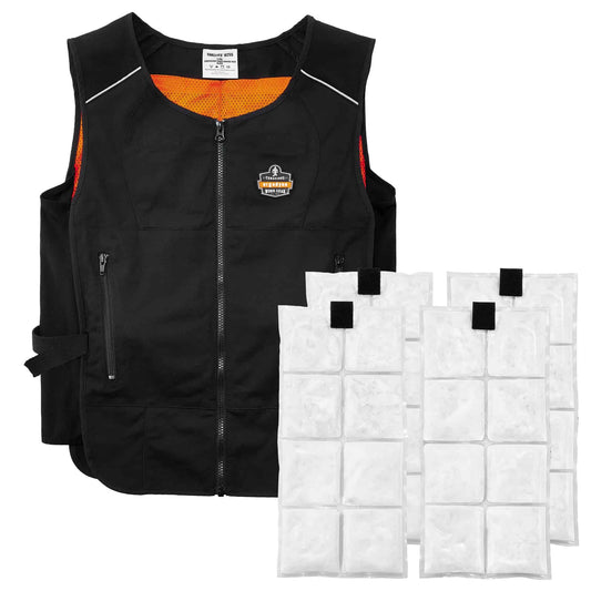 Chill-Its 6260 S/M Black Lightweight Phase Change Cooling Vest with Packs