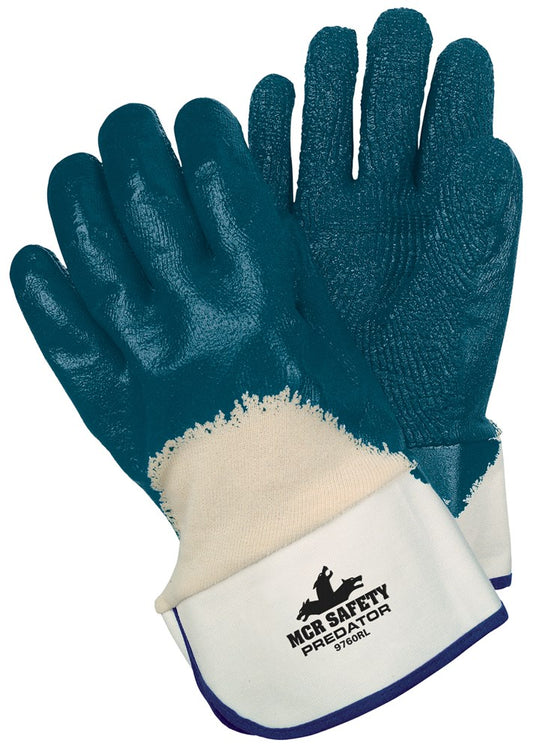 MCR Safety 9760R Predator® Series Over the Knuckle Rough Nitrile Coated Work Gloves Safety Cuff and Jersey Lining Treated with ActiFresh® (1 DZ)