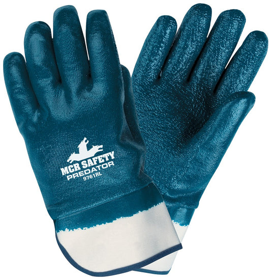 MCR Safety 9761R Predator® Series Fully Rough Nitrile Coated Work Gloves Safety Cuff and Jersey Lined Treated with ActiFresh® (1 DZ)