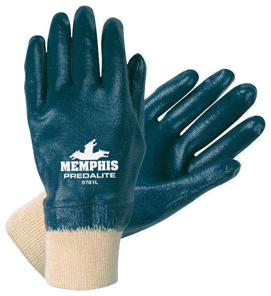 MCR Safety 9781M Predalite® Nitrile Coated Work Gloves Fully Coated Front and Back Knit Wrist and Soft Interlock Lining Treated with ActiFresh® (1 DZ)