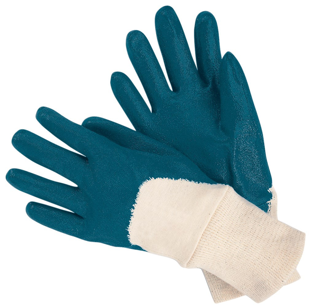 MCR Safety 97980M Nitrile Coated Work Gloves Palm and Over the Knuckle Coating Knit Wrist and Soft Interlock Lining Industry Standard (1 DZ)