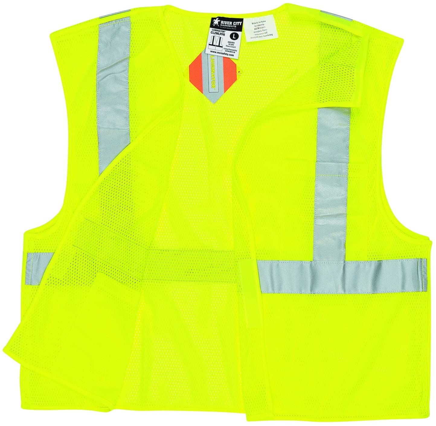 MCR Safety CL2MLL Luminator® Series Hi-Vis Reflective Lime Safety Vest Breakaway Design with Hook & Loop Closures Meets ANSI/ISEA 107 2020 Standard Type R Class 2 Compliant (1 EA)