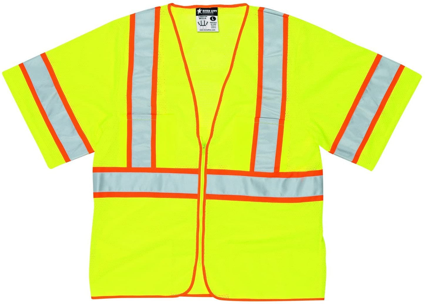 MCR Safety CL2MLM Luminator® Series Hi-Vis Reflective Lime Safety Vest Breakaway Design with Hook & Loop Closures Meets ANSI/ISEA 107 2020 Standard Type R Class 2 Compliant (1 EA)