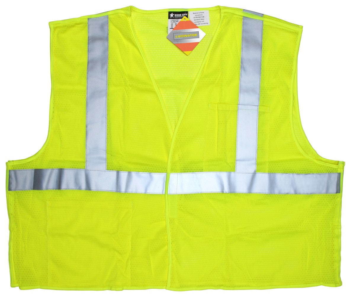 MCR Safety CL2MLPFRXL Luminator® Series Hi-Vis Reflective Lime Safety Vest Breakaway Design with Hook and Loop Closures Meets ANSI/ISEA 107 2020 Standard Type R Class 2 Compliant (1 EA)