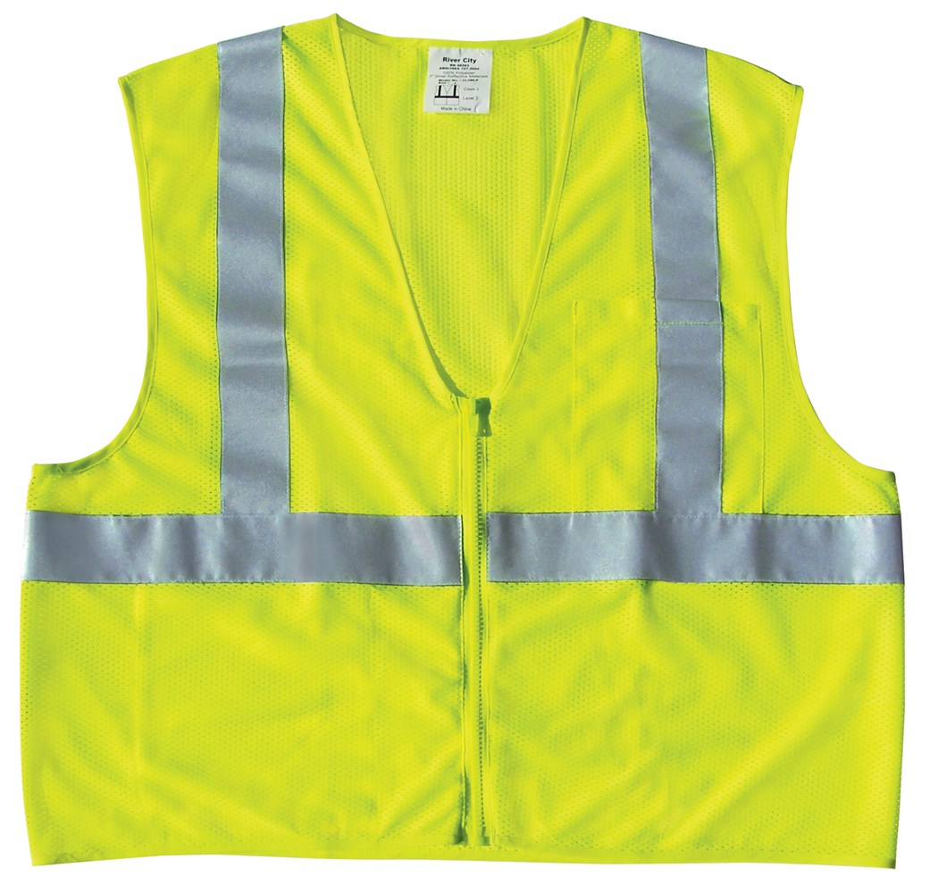 MCR Safety CL2MLPM Luminator® Series Hi-Vis Reflective Lime Safety Vest Dielectric Zipper Front Closure Meets ANSI/ISEA 107 2020 Standard Type R Class 2 Compliant (1 EA)