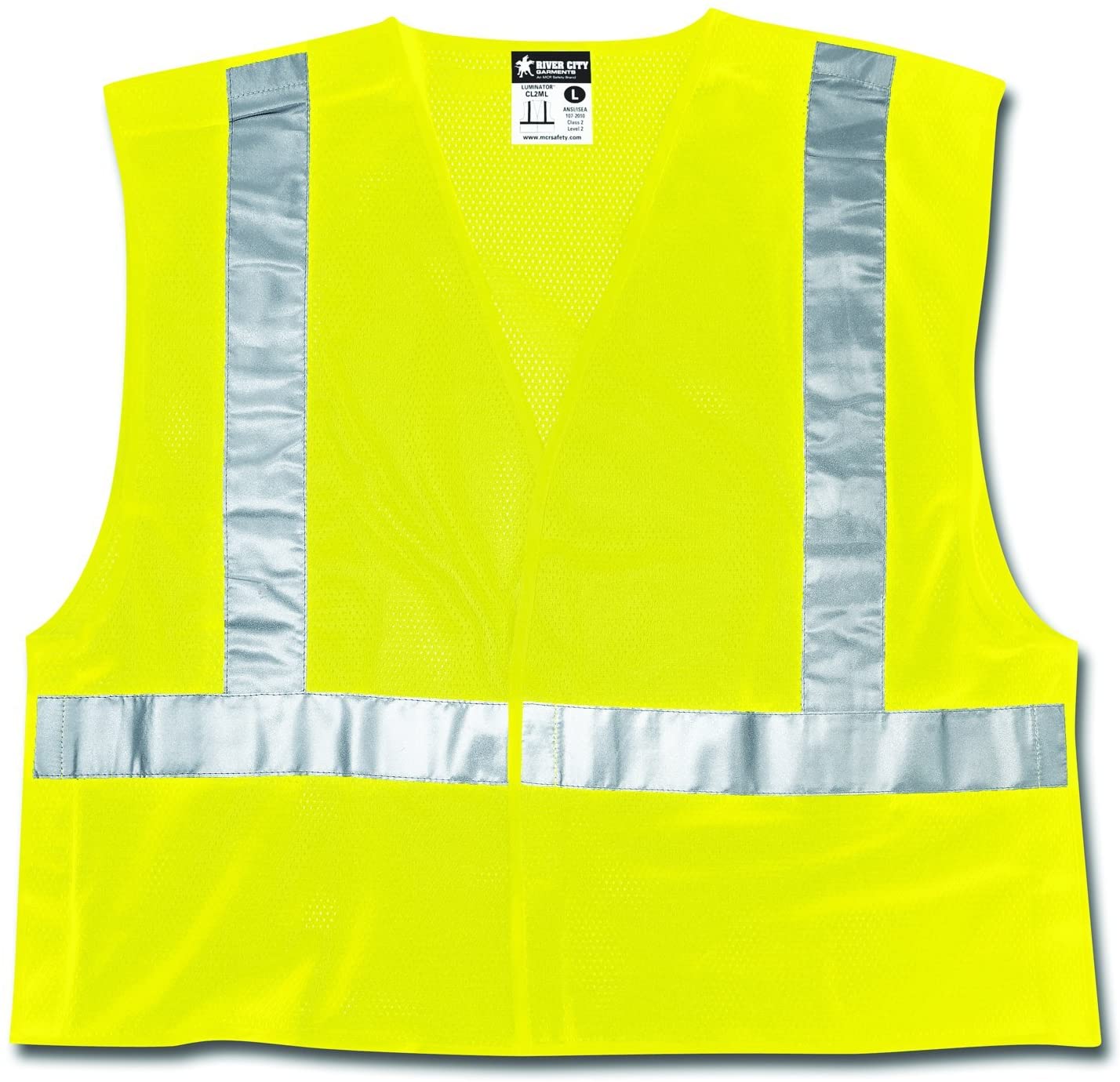 MCR Safety CL2MLXL Luminator® Series Hi-Vis Reflective Lime Safety Vest Breakaway Design with Hook & Loop Closures Meets ANSI/ISEA 107 2020 Standard Type R Class 2 Compliant (1 EA)