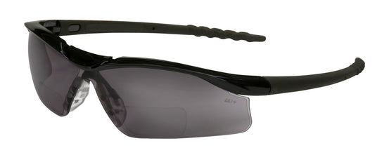 MCR Safety DLH10G DL1 Series Bifocal Readers Safety Glasses 1.0 Diopter Gray Lens Soft Clear TPR Nose Piece (1 Pair)