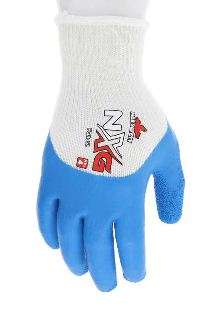 MCR Safety FG305S MCR Safety NXG® Work Gloves 10-Gauge White Cotton/Polyester Shell Blue Latex Palm, Fingertips and Over-the-Knuckle Dip (1 DZ)