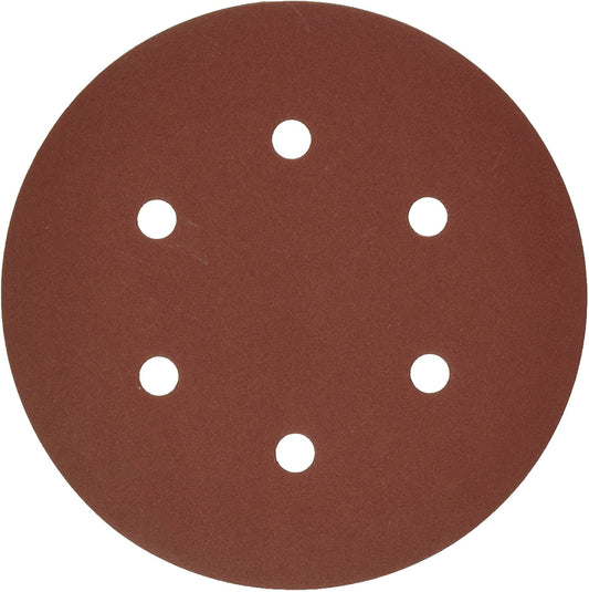 Bosch SR6R320 6" Hook & Loop Sanding Disc, 6-Hole, Red, 320 Grit (5Pk)