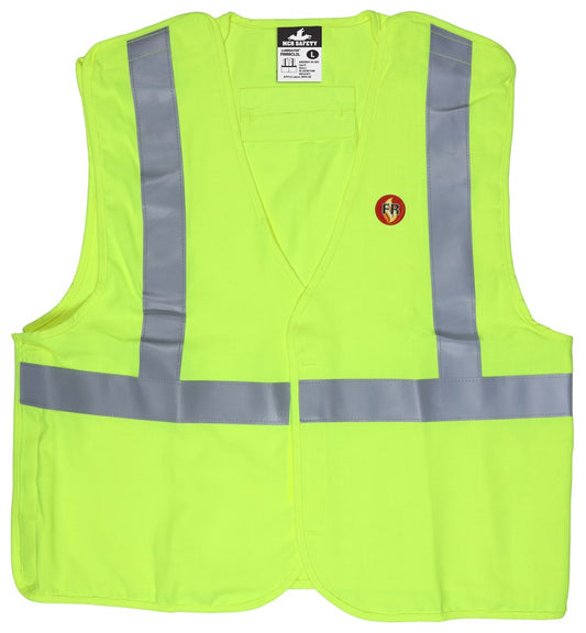 MCR Safety FRMBCL2LX3 Flame Resistant (FR) Safety Vest Class 2 Break Away Pattern Modacrylic Blend with 2 Inch Silver Stripes (1 EA)