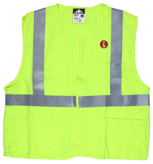 MCR Safety FRMCL2LM Flame Resistant (FR) Safety Vest Class 2 Modacrylic / Aramid Blend 2 Inch Silver Stripes (1 EA)