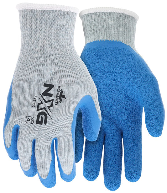 MCR Safety FT300L MCR Safety NXG® Work Gloves 10-Gauge Gray Cotton/Polyester Shell Blue Latex Palm and Fingers NXG® provides premium quality, comfort, and fit, making it the best choice for long work days (1 DZ)