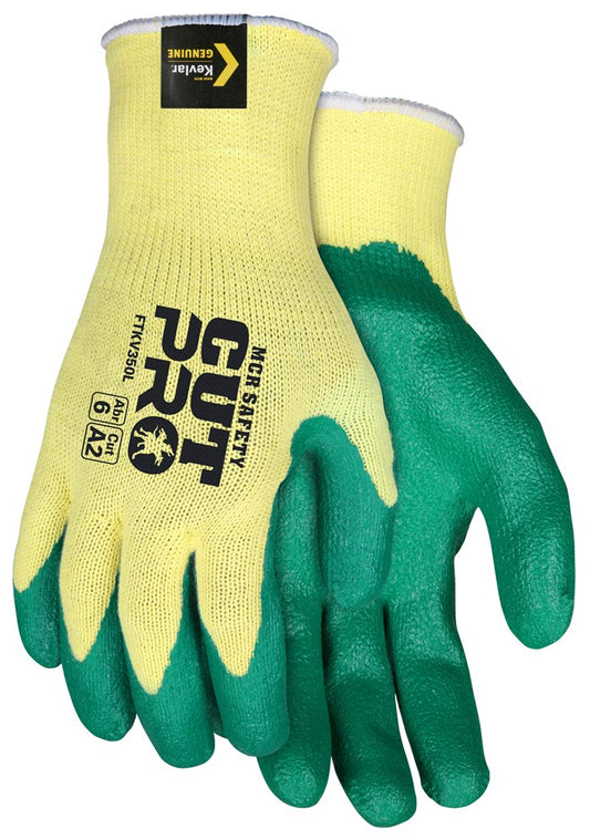 MCR Safety FTKV350S MCR Safety Cut Pro® 10-Gauge Kevlar® Shell Cut Resistant Work Gloves Green Nitrile Palm and Fingertips (1 DZ)