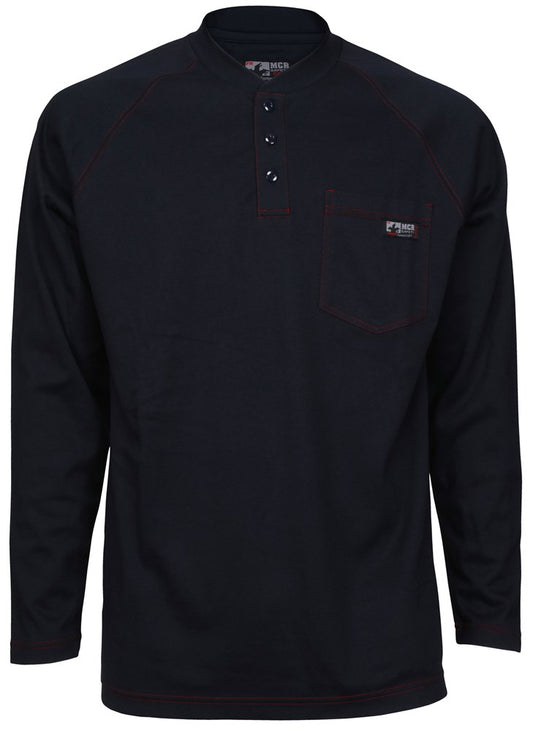 MCR Safety H1NL MCR Safety FR Gear Flame Resistant (FR) Work Shirt Long Sleeve Henley Shirt 100% Cotton, Navy (1 EA)