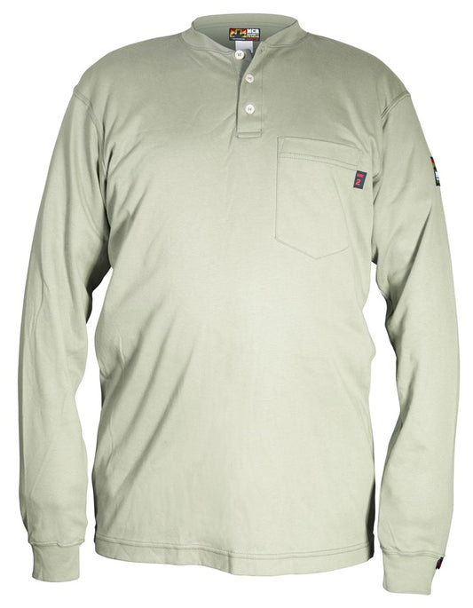 MCR Safety H1TL MCR Safety FR Gear Flame Resistant (FR)Work Shirt Long Sleeve Henley Shirt 100% Cotton, Tan (1 EA)