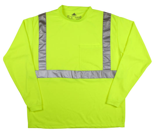 MCR Safety LTSCL2LX3 Luminator® Series Hi Vis Safety Work T-Shirts Soft Polyester Jersey Knit Fabric Long Sleeve and Tagless Design ANSI 107 Type R Class 2 (1 EA)