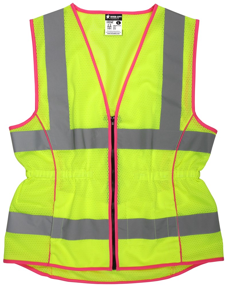 MCR Safety LVCL2MLL Luminator® Series Hi-Vis Reflective Lime Safety Vest Safety Vest Fitted for Women Meets ANSI/ISEA 107 2020 Standard Type R Class 2 Compliant (1 EA)