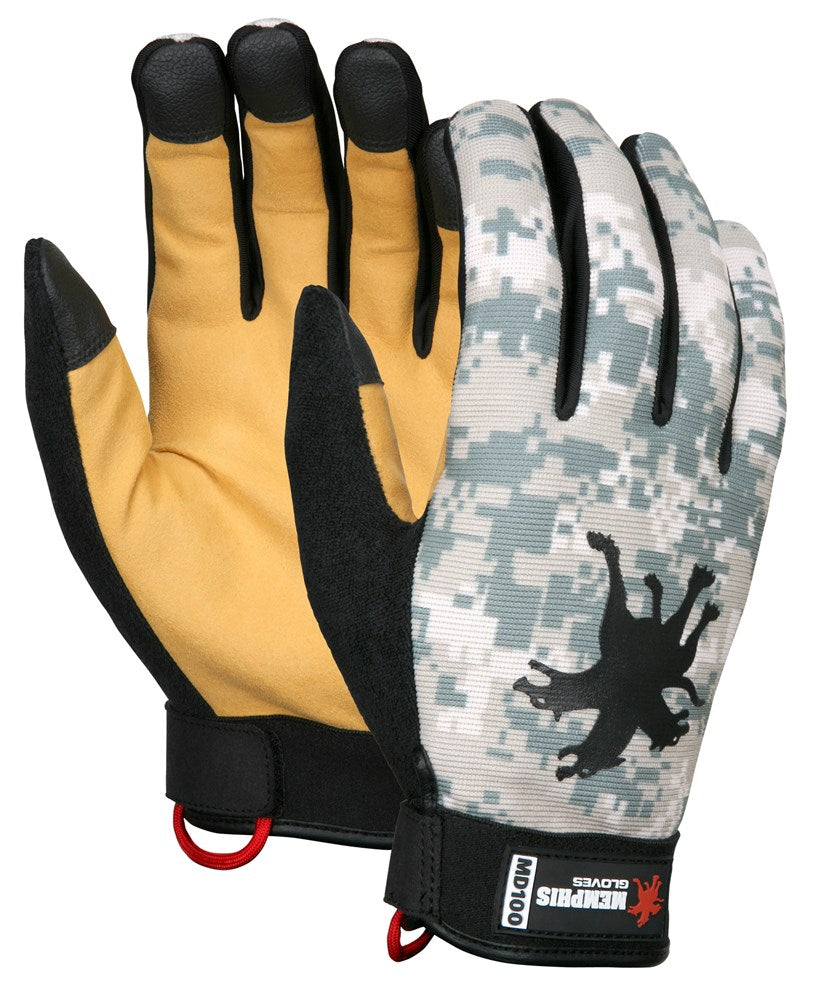 MCR Safety MD100L MCR Safety Mechanics Gloves Synthetic Grain Deerskin Palm and Fingers Digital Camouflage Back (1 Pair)