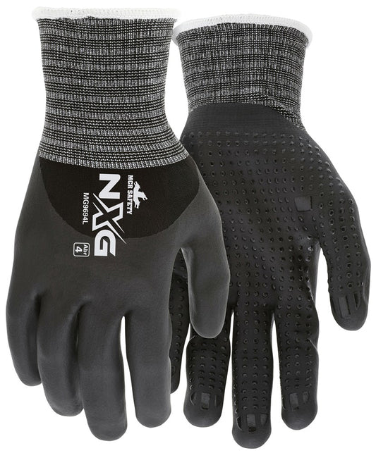 MCR Safety MG9694L MCR Safety NXG® Work Gloves 15 Gauge Nylon Spandex Shell Bi-Polymer Coated Palm, Fingers, and Over Knuckles Nitrile Dotted Palm (1 DZ)