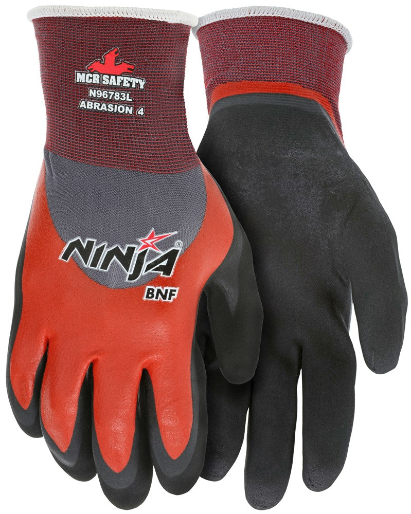 MCR Safety N96783L Ninja® BNF Work Gloves   18 Gauge Nylon / Spandex Shell NFT® Coated Palm and Fingertips Flat Nitrile Coated Over the Knuckles (1 DZ)